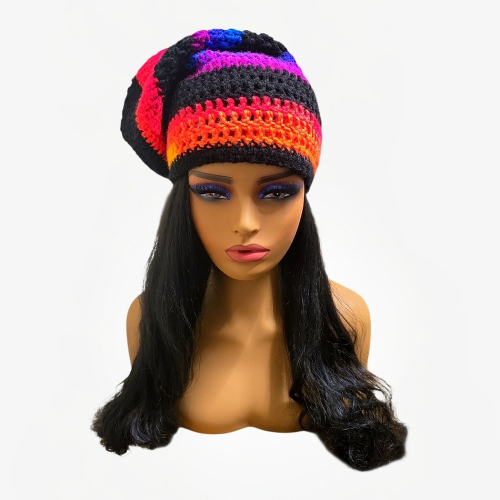 Handmade Colorful Crochet Slouchy Beanie (unisex)